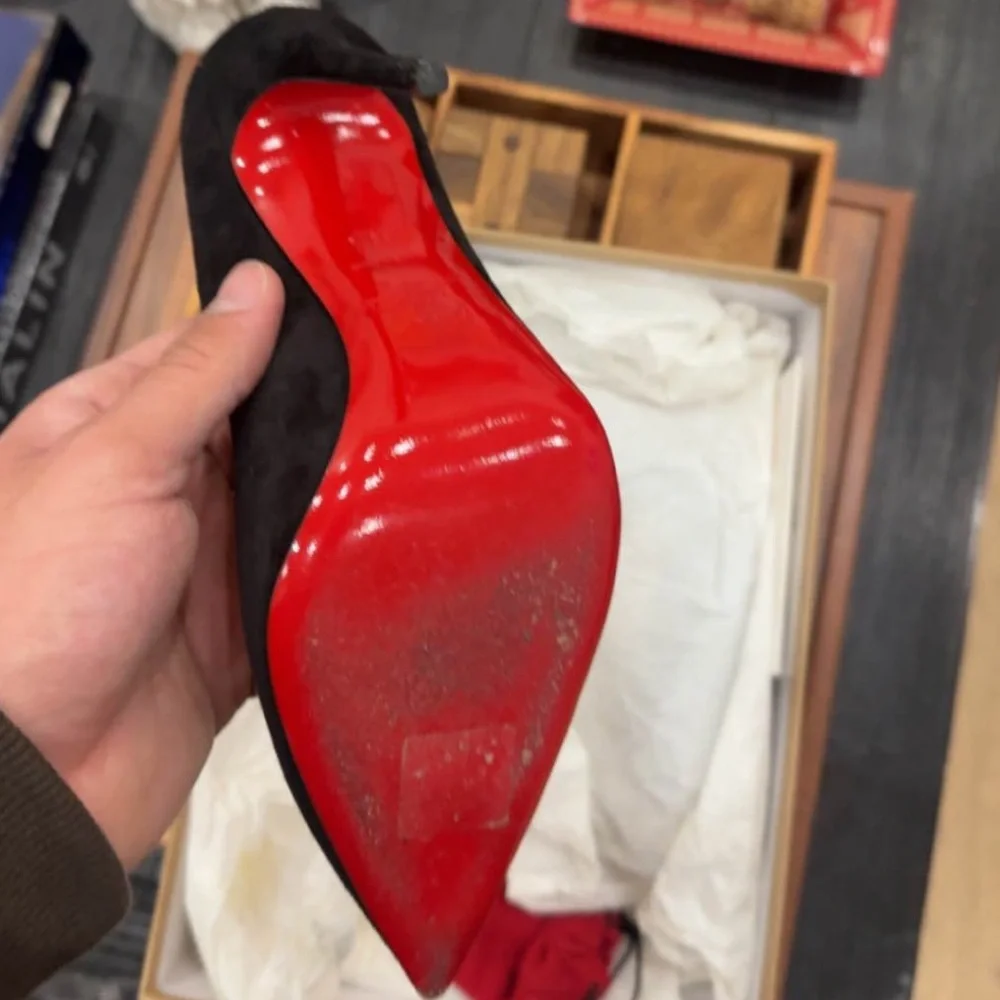 Christian louboutin Black suede Stiletto Heels with Red Soles so Kate 120mm - Picture 2 of 4